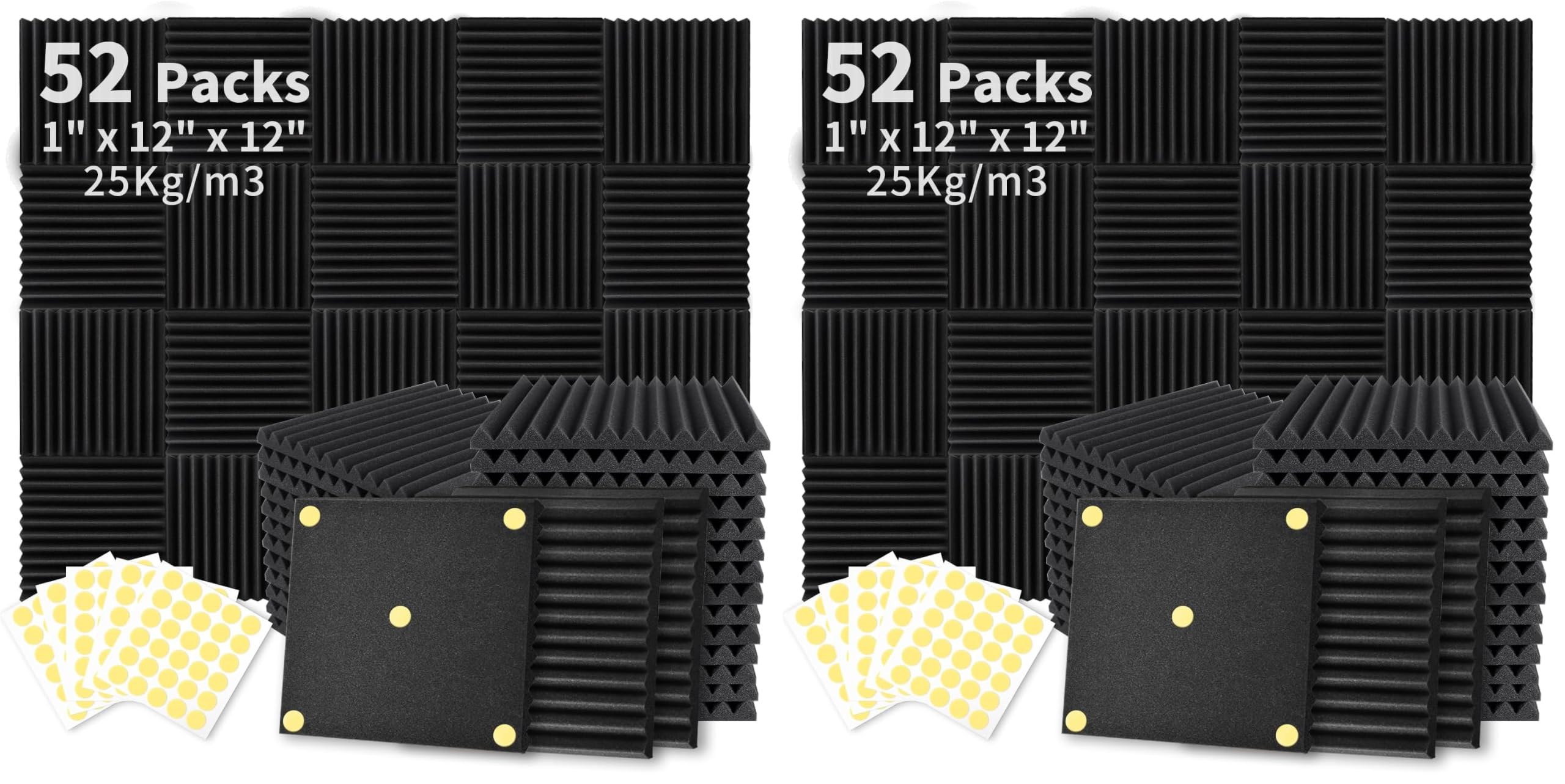 Focusound 50 Pack Acoustic Foam Panels 1" x 12" x 12" Sound Proof Foam Panles Soundproofing Noise Cancelling Wedge Panels for Home Office Recoding Studio with 300PCS Double-Side Adhesive — Amazon image 15