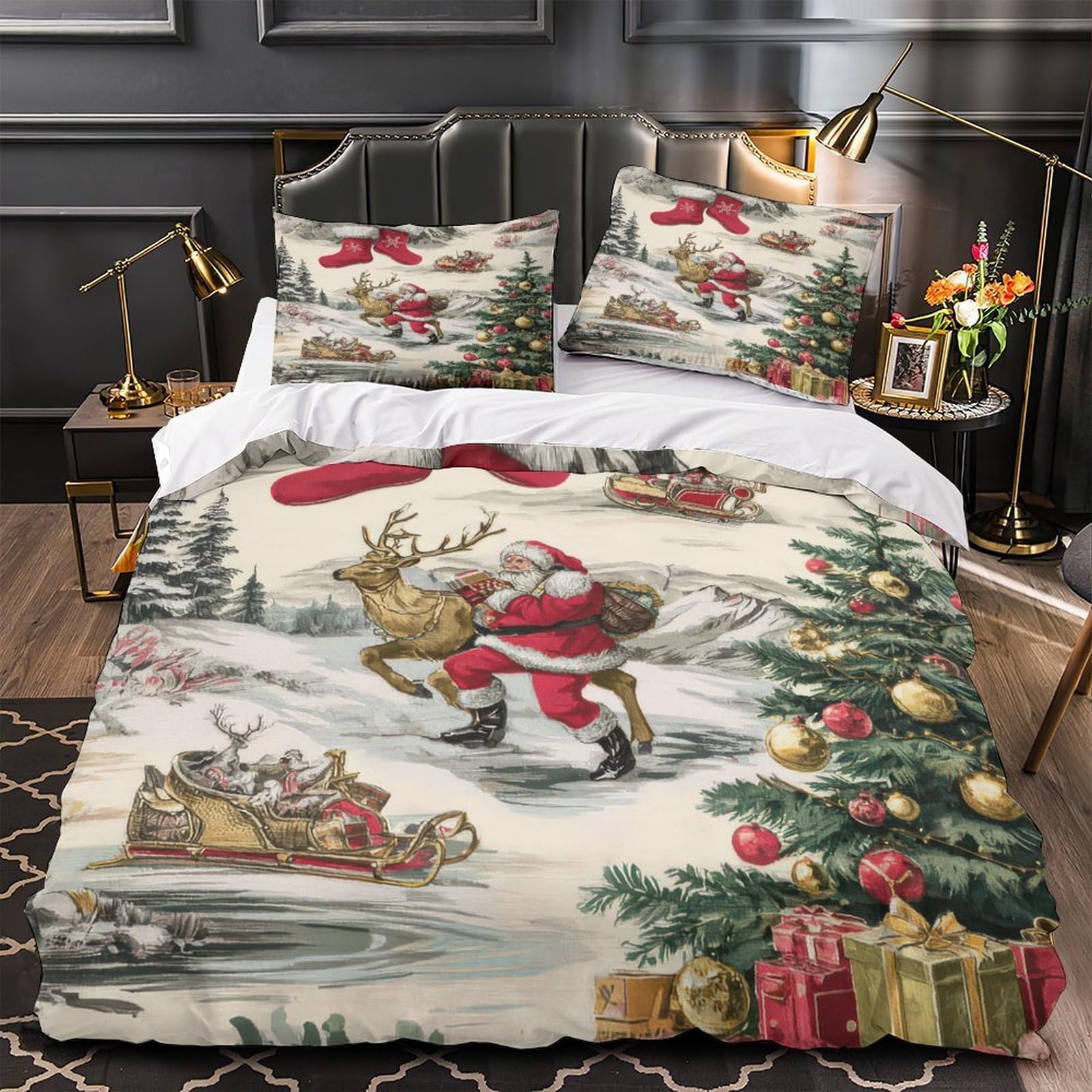 Parure de lit Père Noël volant hypoallergique pour un sommeil sain