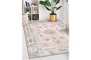 Sage Green and Pink Machine Washable Rug - Perfect for Any Room