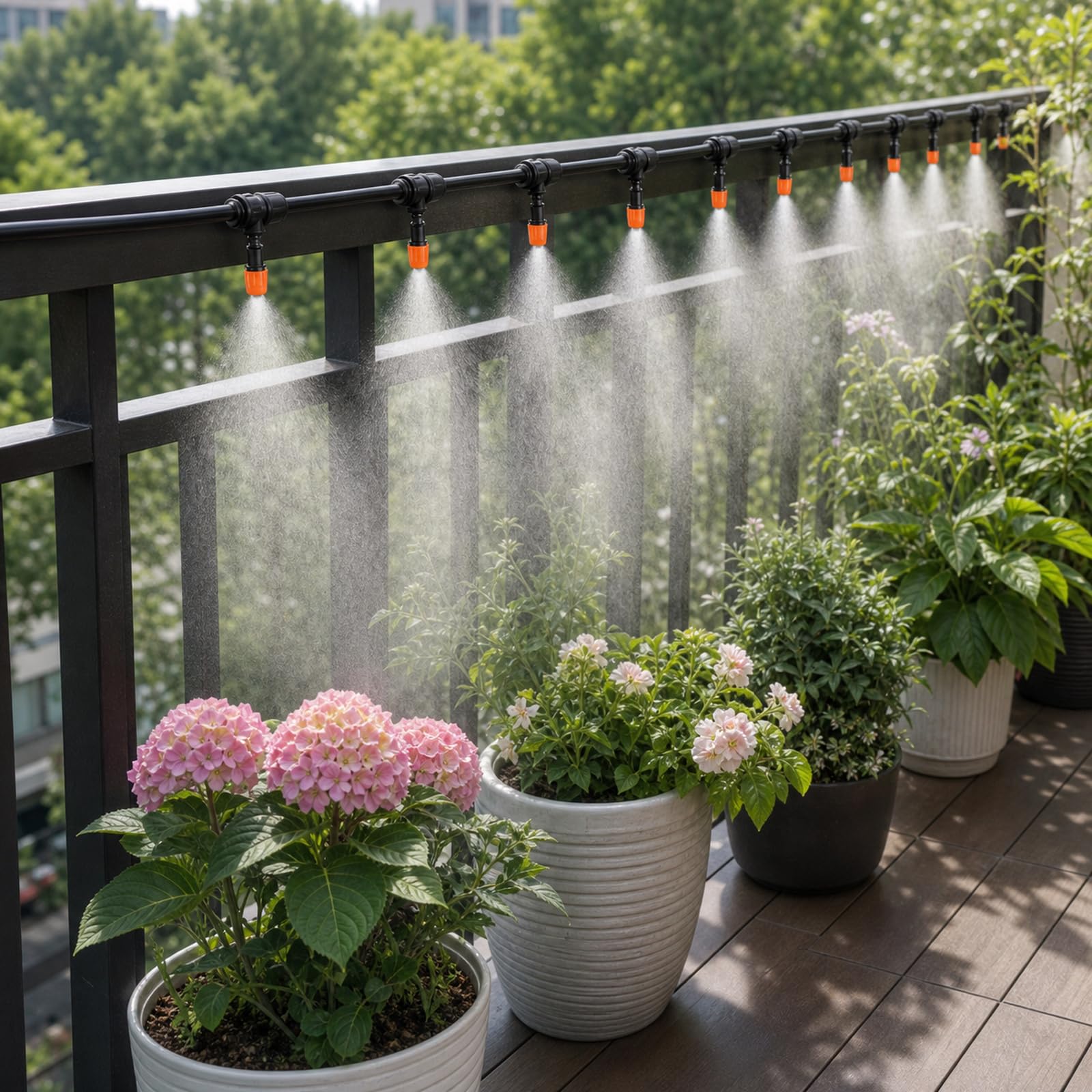 Sprühnebel Terrasse,Sprühnebel System Garten,Wassernebel Kühlung,Outdoor-NebelküHlsystem FüR Terrasse,Staubentfernung,Einfache Installation,für Garten,Terrasse,Rasen,Balkon,Pavillon