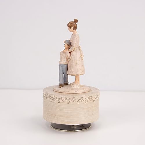 Miniatura 5 de Caja de música, figurita de caja musical de mamá e hijo, figuras de cajas musicales esculpidas pintadas a mano, cajas musicales de cuerda para