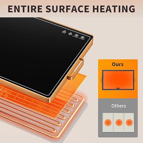 Miniatura 8 de Tapete de calentamiento para alimentos (XXL32 x 18), bandejas de calentamiento para bufés, fiestas y uso diario, calentador de alimentos con control