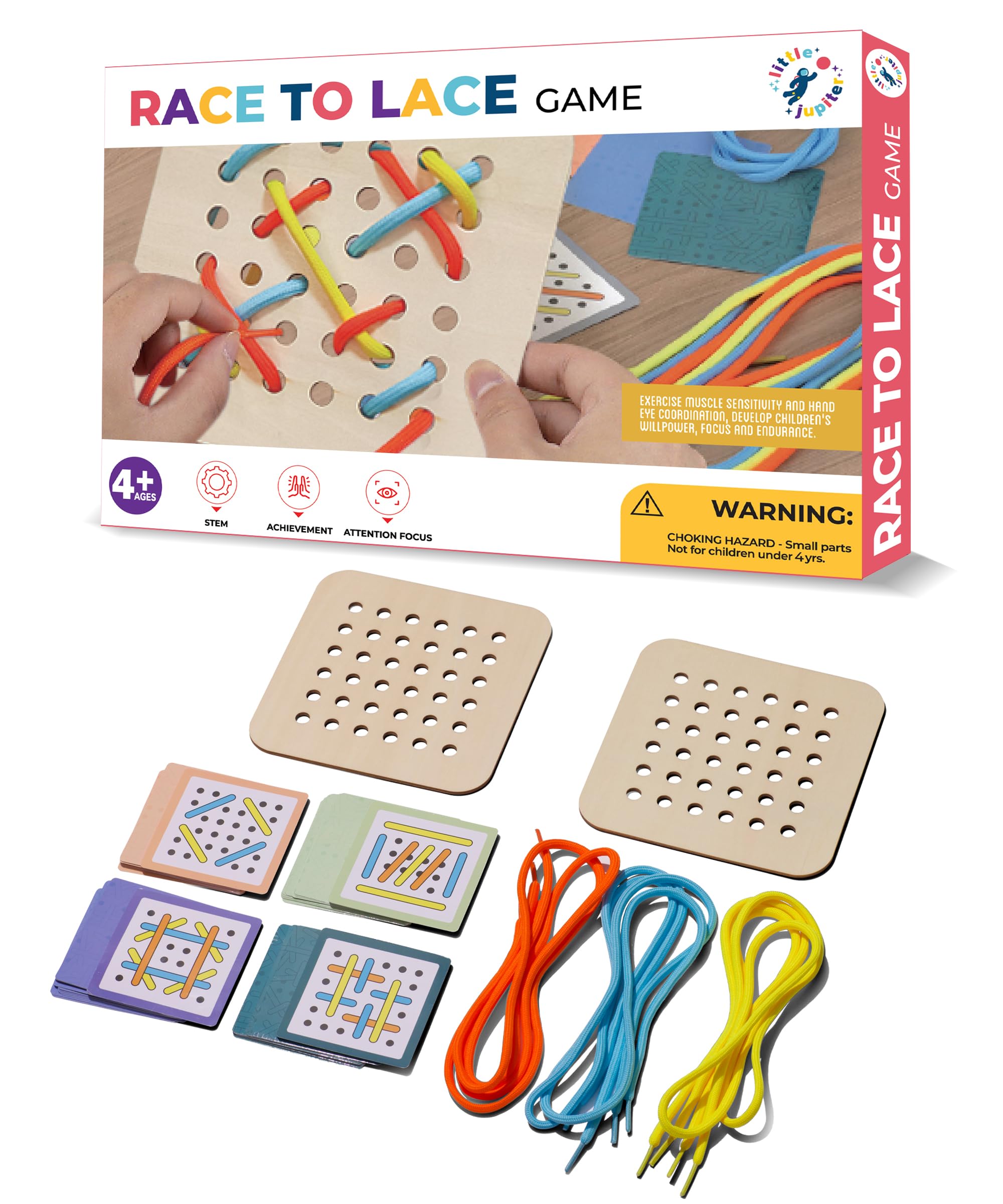 Race to Lace - Perfect Home or Travel Game for Kids and Adults - Ideal for 8-12 Years Old - Solo or 2+ Players for for 4+ Years & Up for Car, Airplanes, Road Trips - Family & Kids