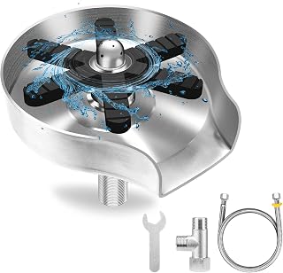 Cup Washer for Sink,Upgrade 360°Rotating Spout Glass Rinser for Kitchen Sink,Stainless Steel Cup Rinser for Sink,Kitchen Sink Accessories.(Brushed Nickel)