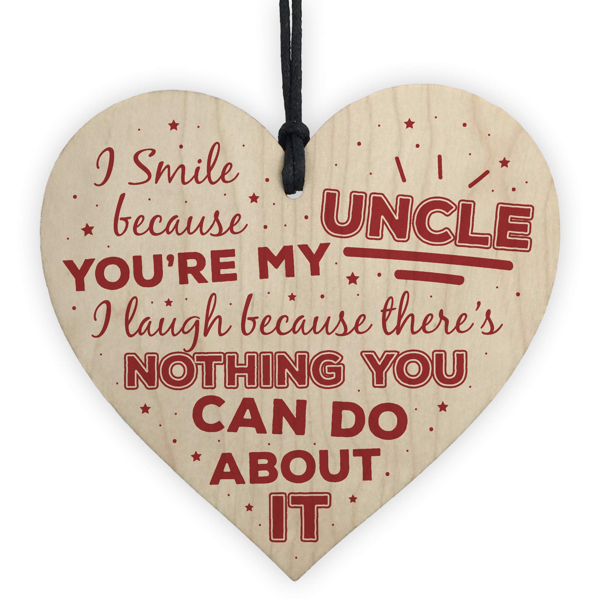 RED OCEAN Uncle Birthday Gifts Presents Wooden Heart Plaque Keepsake Christmas Thank You Gifts