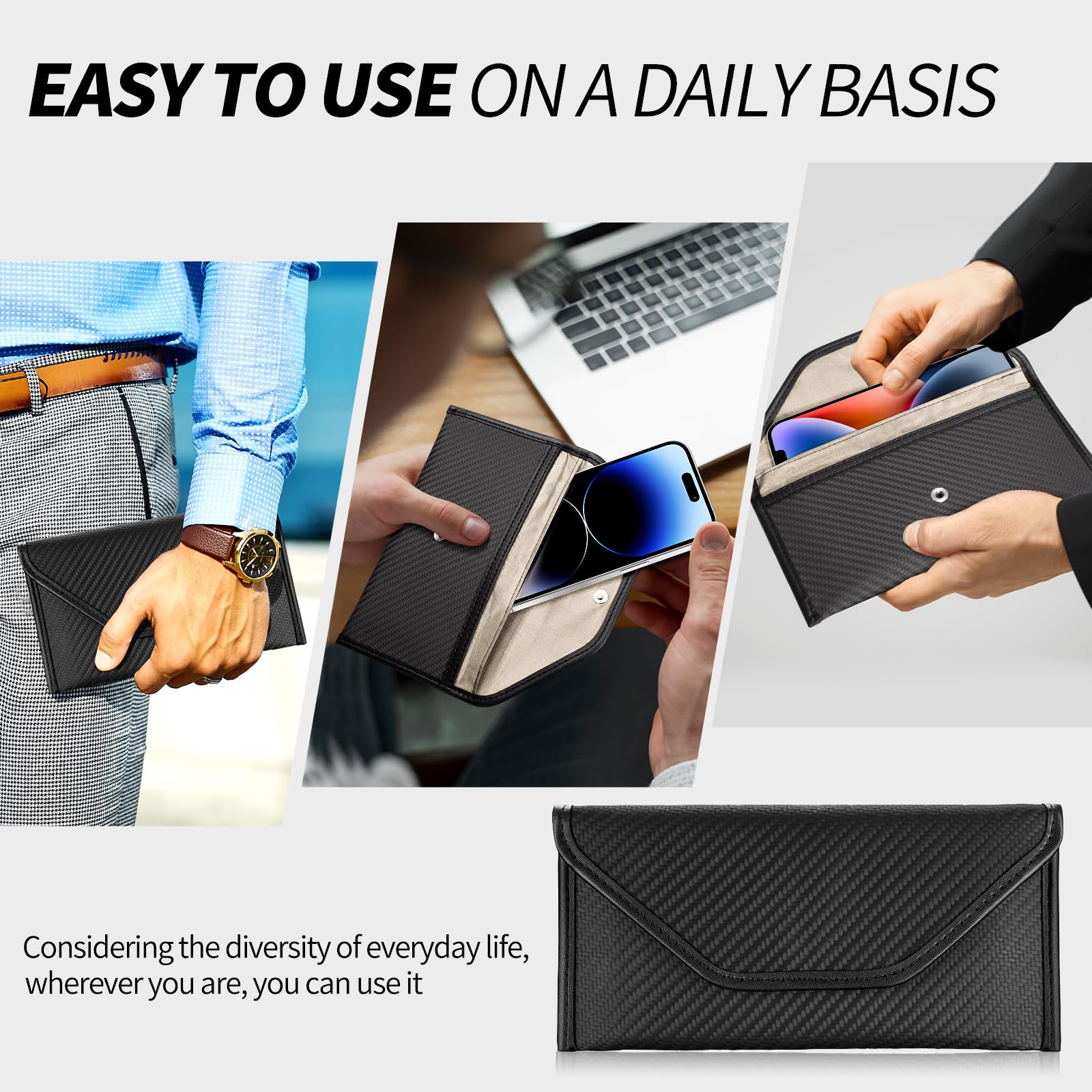 T-carbon Faraday - Funda para teléfonos y llaves de coche, bolsa Faraday de fibra de carbono, bloqueo de señal RFID, antiseguimiento, antirrobo y antirrobo, funda Faraday para privacidad de datos