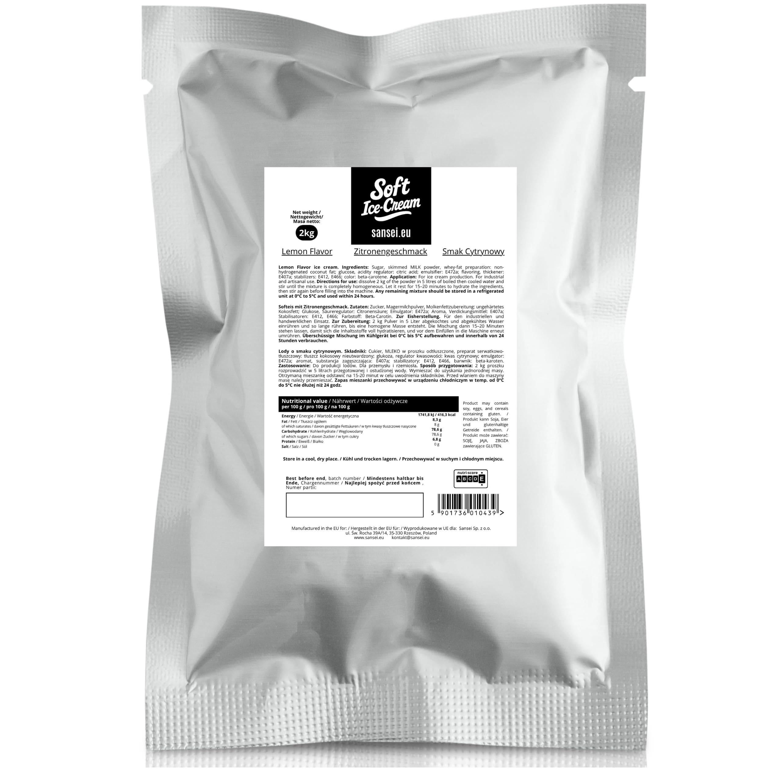Sansei Préparation en Poudre pour Glace Soft au Citron 2 kg