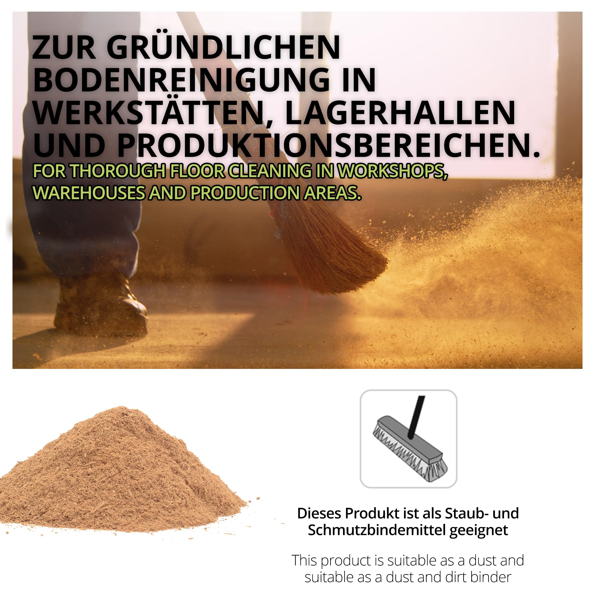 Lorito Neutralkehrspäne 25 kg, Kehrspäne staubbindend, Kehrmehl zur Bodenreinigung, Werkstatt und Industrie, Benzin, Fett und Öl binden