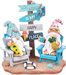 Wonderjune Beach House Decor Coastal Chair Resin with Animal Figurine Si...