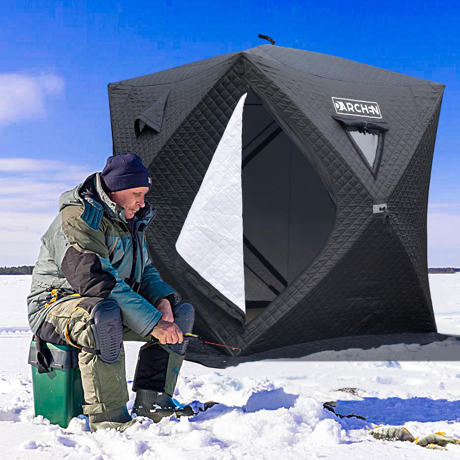 Amazon.com: DARCHEN Ice Fishing Tent Insulated 3-Layers Thickened