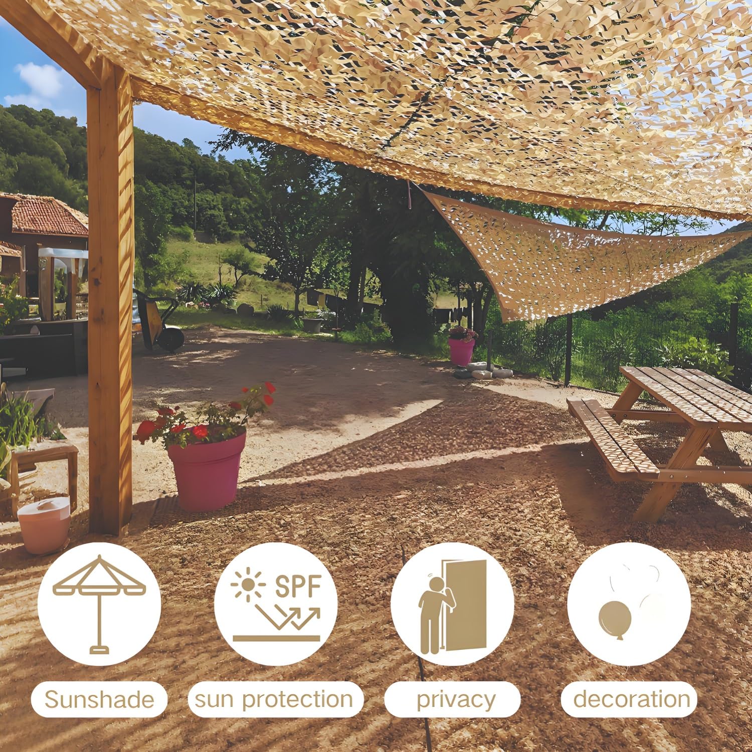 Genérico Red de Camuflaje Militar Reforzada 1.5m 2.5m 3.5m 4m 5m 6m 7m 8m 9m 10m Protección Solar Y Vela de Sombreado Anti-UV Terraza Pérgola Jardín Caza Airsoft Cortina Deco Resistente(3.5x5 M)