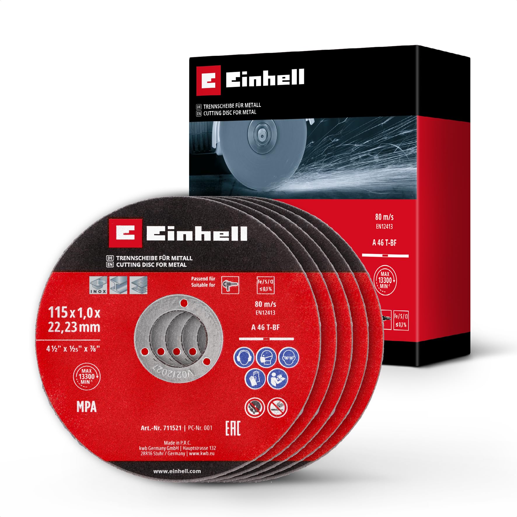Original Einhell set de 5 disques à tronçonner minces pour le métal
