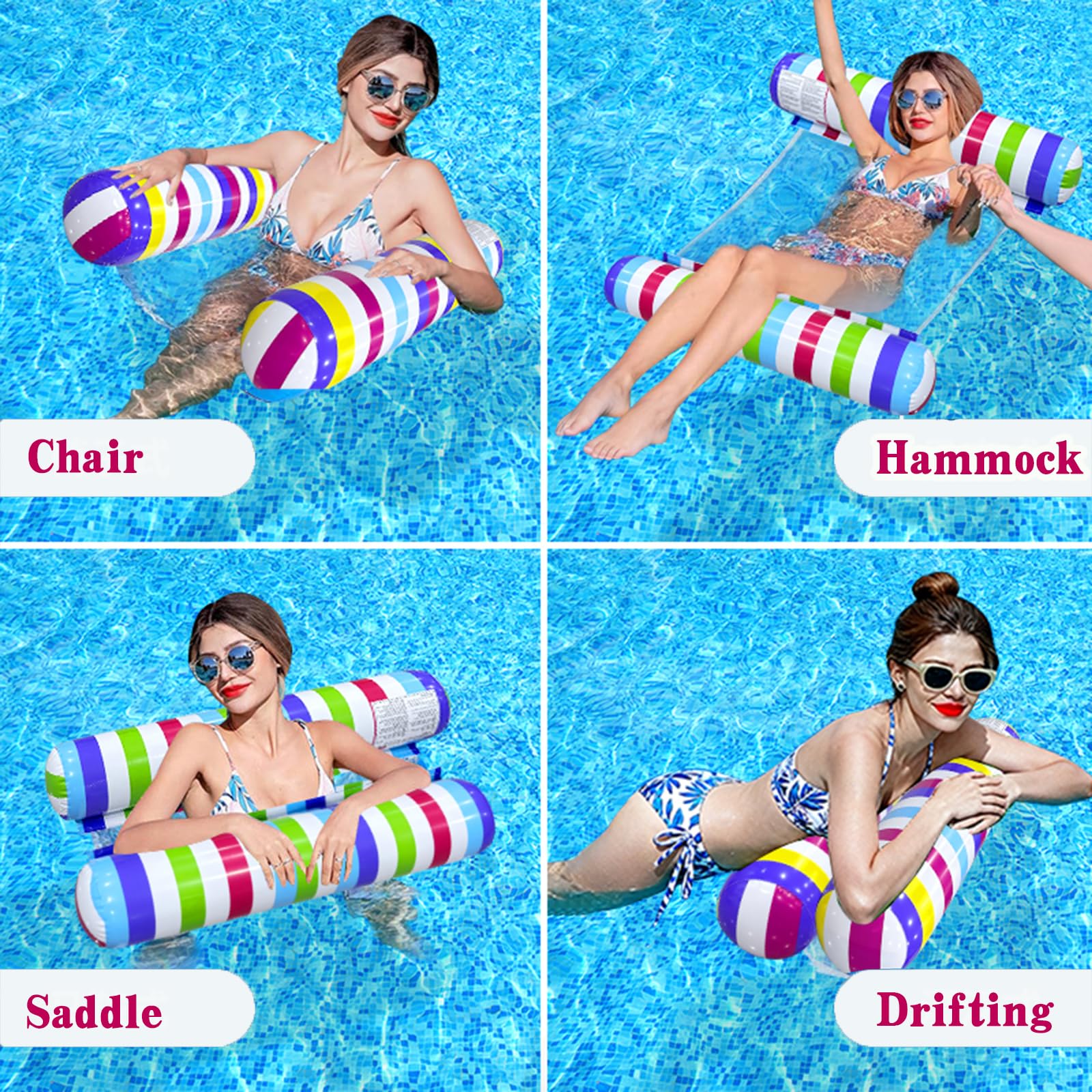 2 Pack Pool Inflatables for Adults Inflatable Pool Floats with 2 Inflatable Drink Holders - Image 4