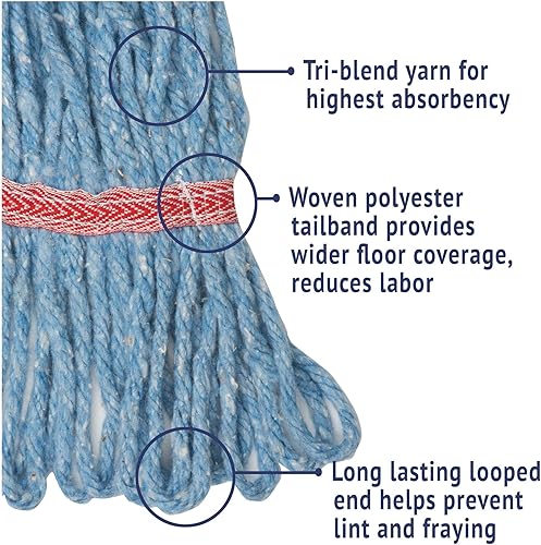 Miniatura 4 de Boardwalk 503BLEA - Cabezal de trapeador húmedo Su Loop, algodónsintético, tamaño grande, color azul