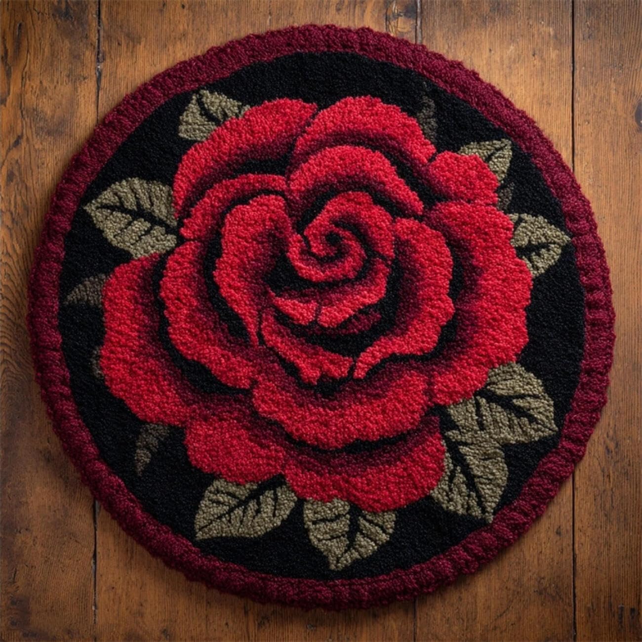 Kitquiver Latch Hook Carpet Kits Red Roses 100x100cm