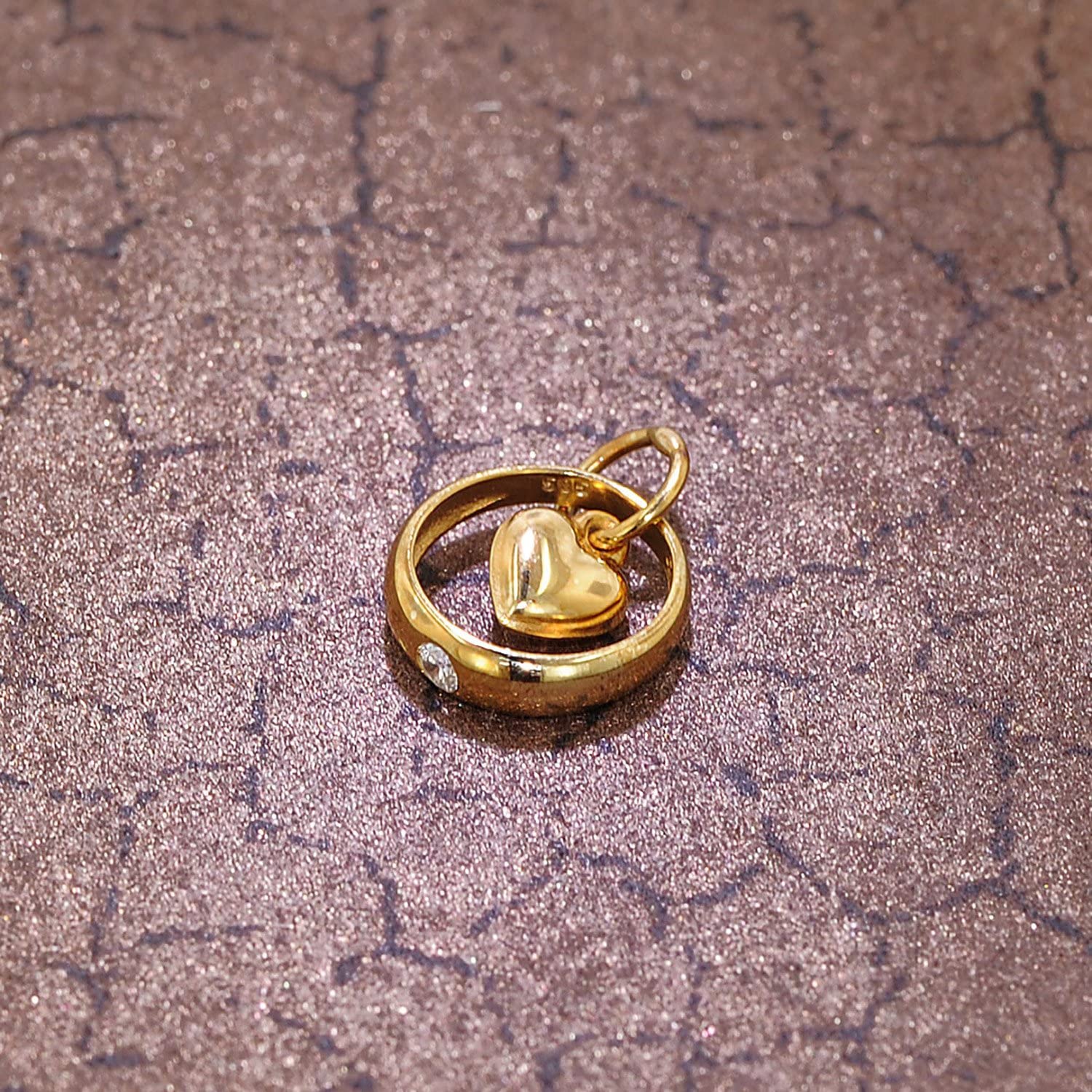 trendor Taufring mit Zirkonia und Herzchen Gold 585 / 14K 75431