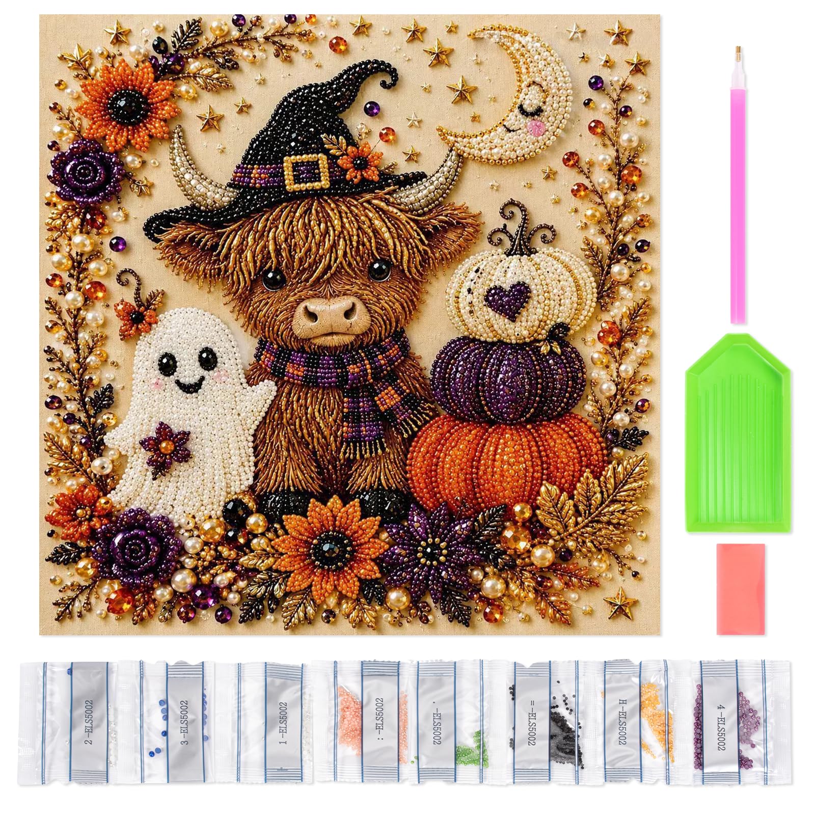 Halloween Diamond Pearl Art DIY Kit for Adults Home Wall Decor Gifts (B)