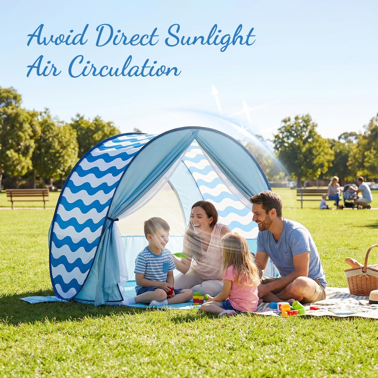 Tente de plage pop-up pour bébé : pare-soleil Apojungle pour tout-petits, protection UV pour garçons et filles, grande tente familiale, abri solaire, auvent coupe-vent pour camping, pique-nique, parc
