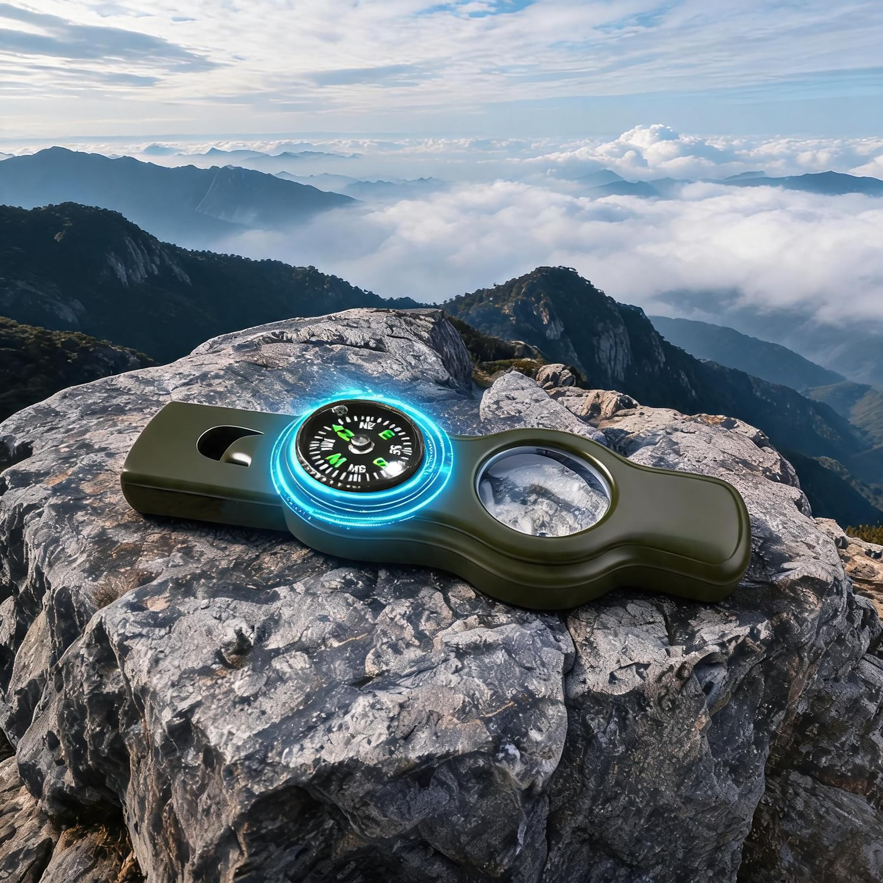 Silbato de seguridad de supervivencia de emergencia, silbato para niños con cordón, brújula, termómetro, ideal para kayak, canotaje, senderismo, camping, escalada