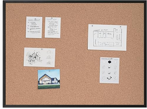 Miniatura 10 de U Brands - Tablón de anuncios de corcho, 35 x 23 pulgadas, marco de aluminio negro, 2880U00-01