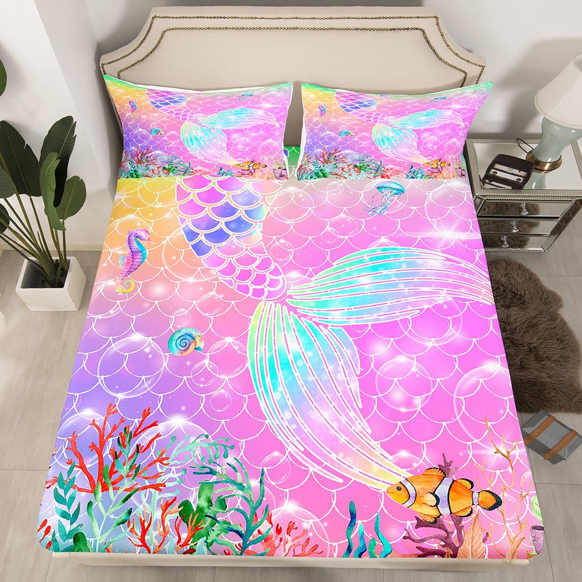 Mermaid Fitted Sheet Double Size - Image 2