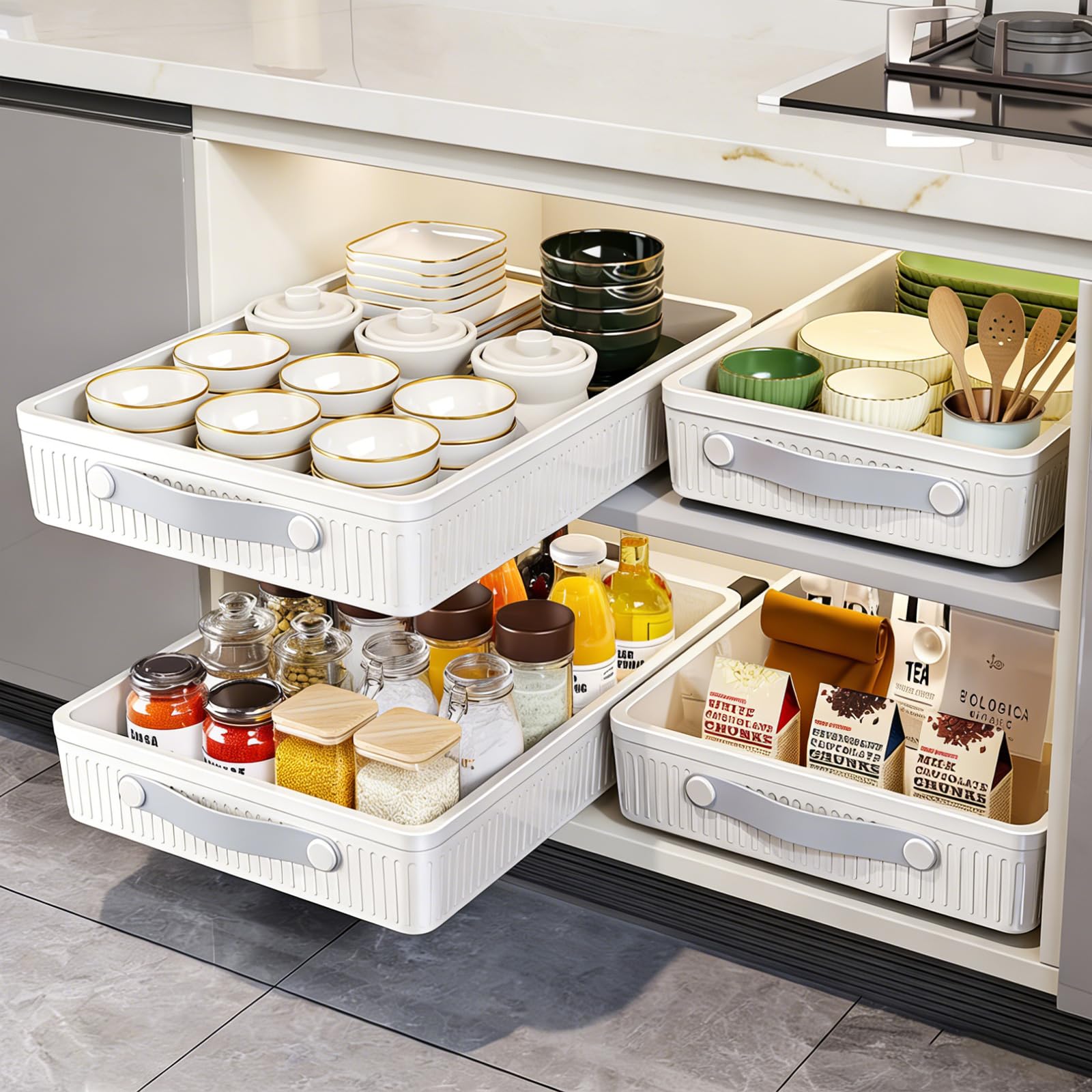 Rangement épices cuisine télescopique extensible et coulissant sans perçage