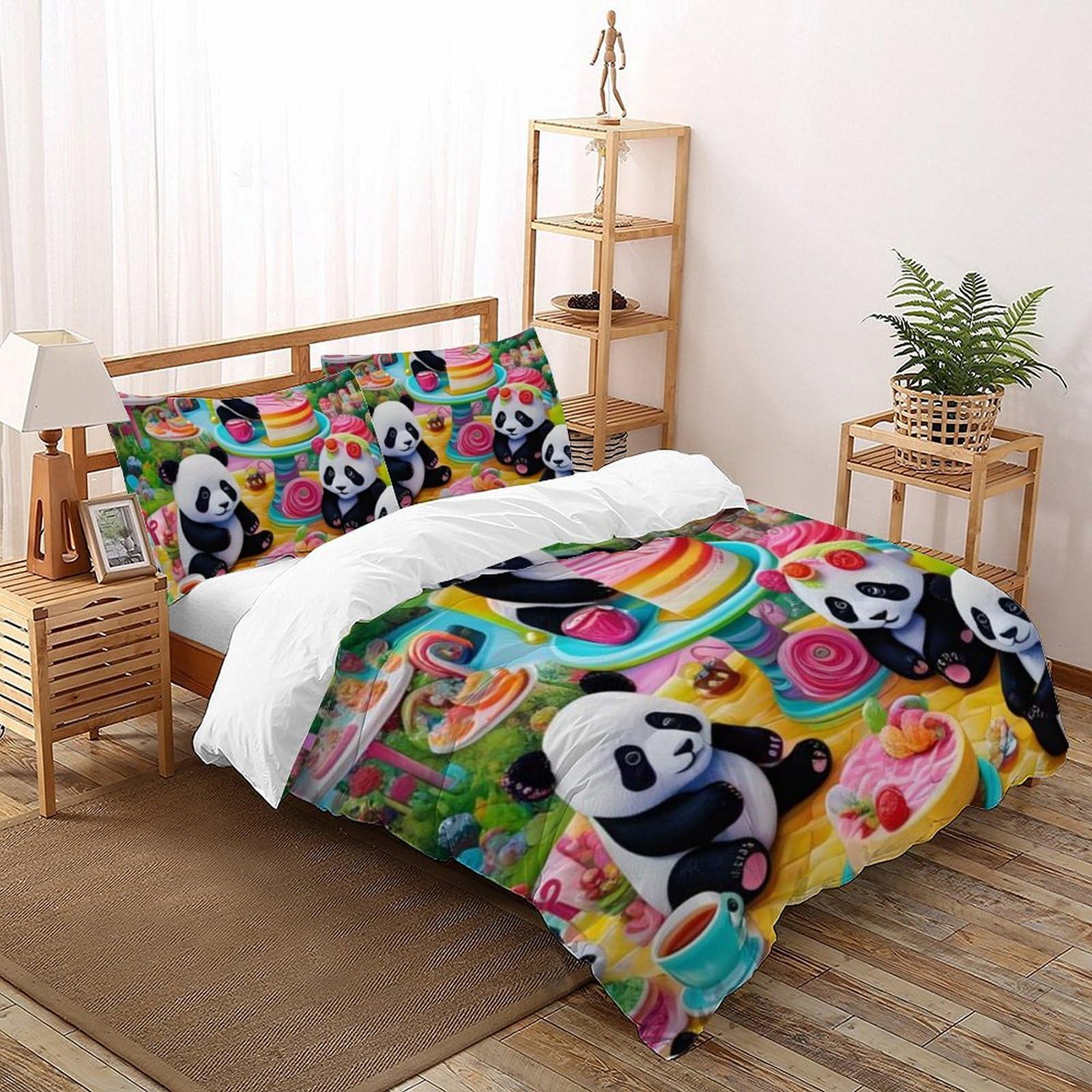 Parure panda 220x240 pour s'endormir au cœur d'une forêt de bambous en housse de couette microfibre
