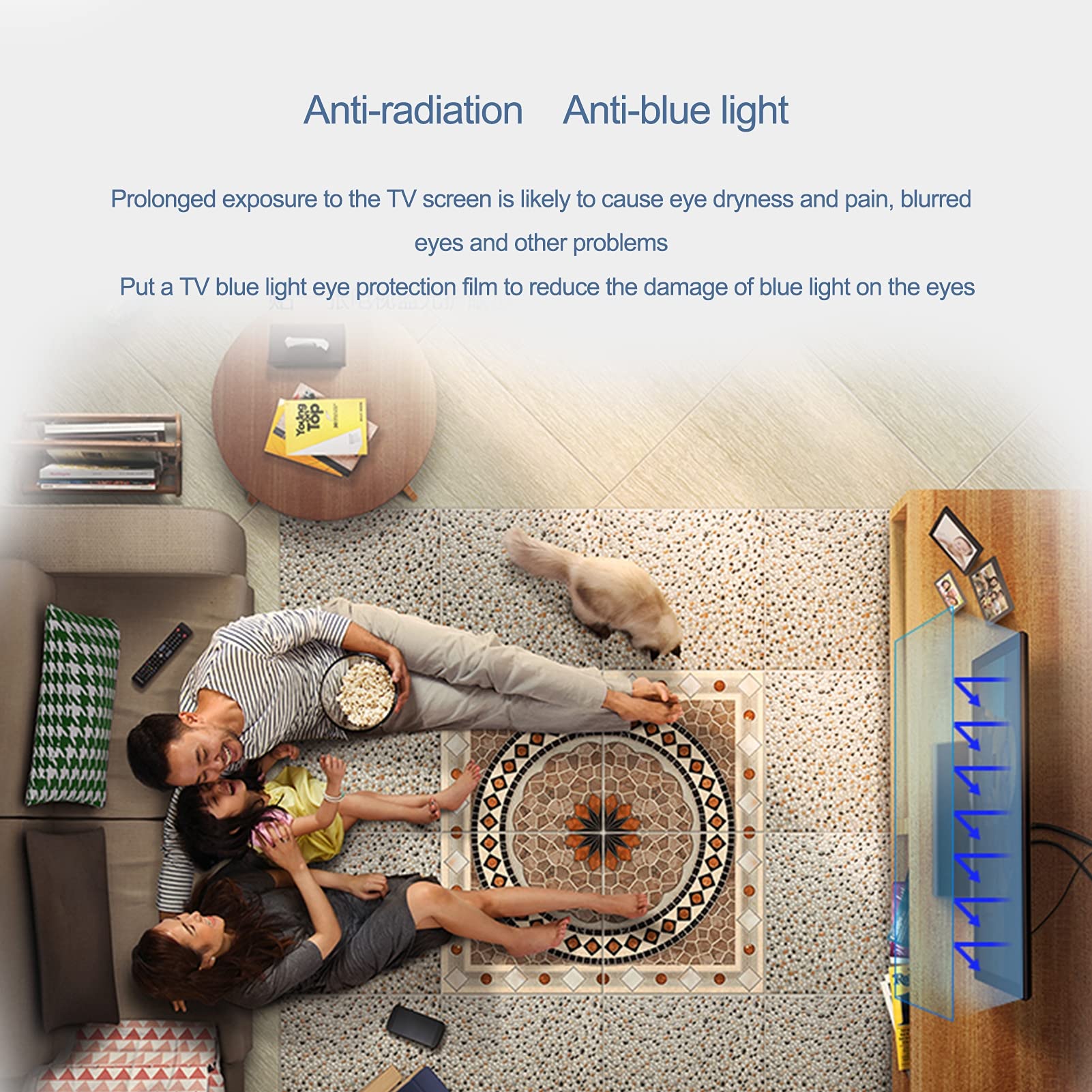 50 Inch Monitor Panel Anti Glare Screen Protector for TV Desktop Computer Blue Light Blocking Filter, Anti UV/Anti Scratch/Anti-Fingerprint Film,50