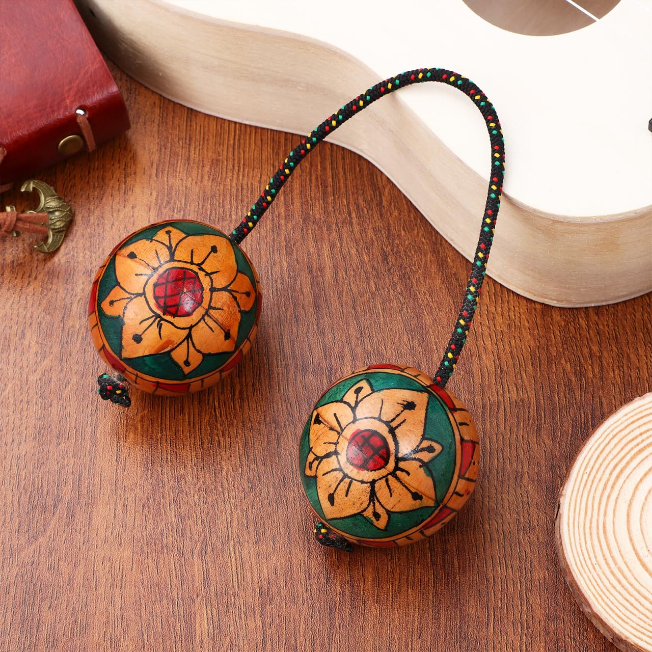 Milisten Asalato Handshaker aus Holz, Rhythmische Kugel, Kashaka, für individuelle und kollektive Aufführungen, Percussion-Instrument für Amateure und Anfänger