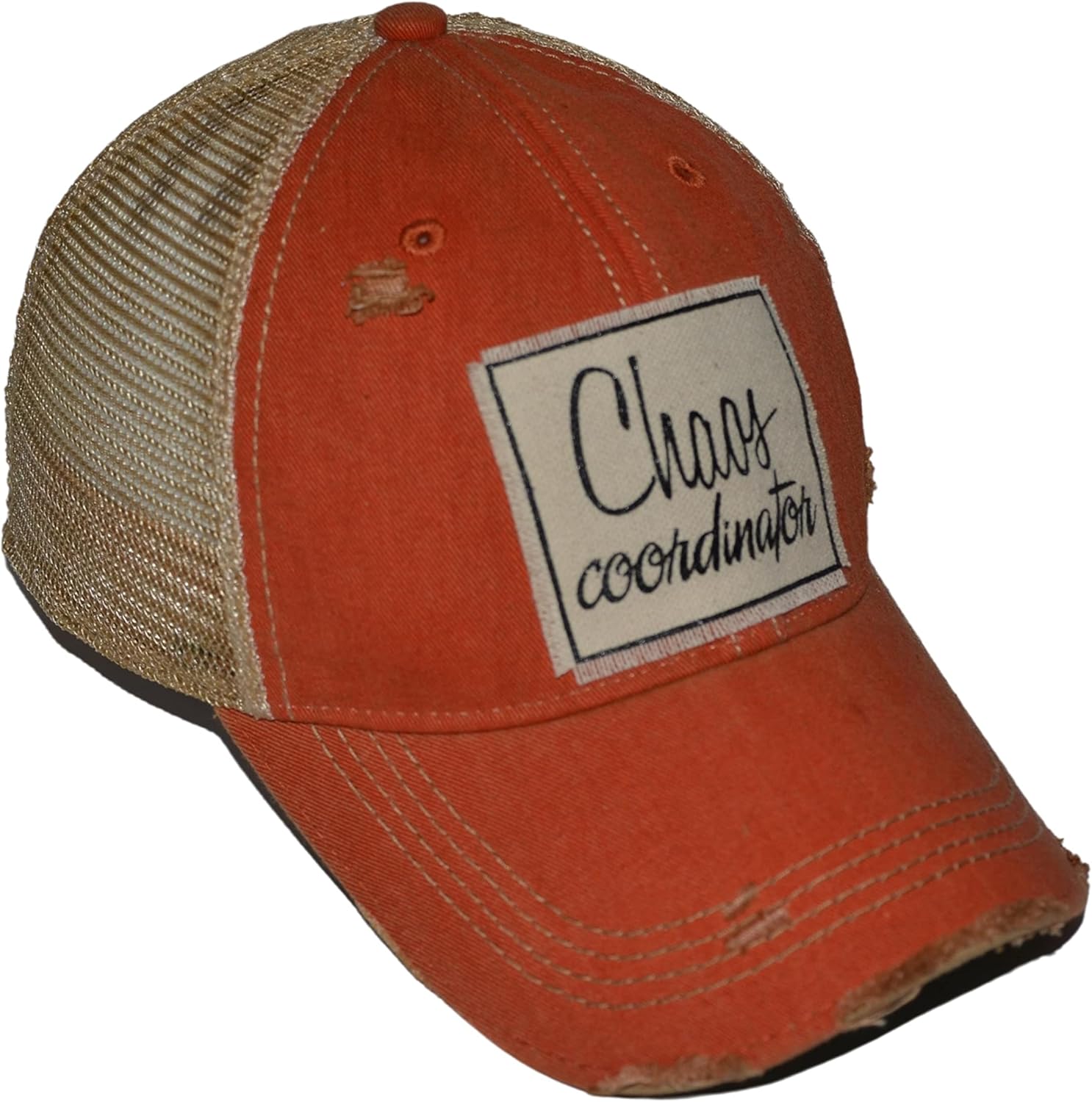 Chaos Coordinator Distressed Trucker Cap Orange - Image 3