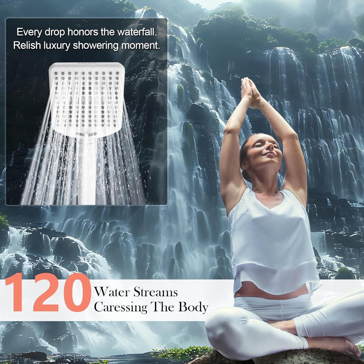 Filtered Shower Head with 2 Pack Shower Filter Replacement Cartridge for Hard Water - Remove Chlorine and Harmful Substances