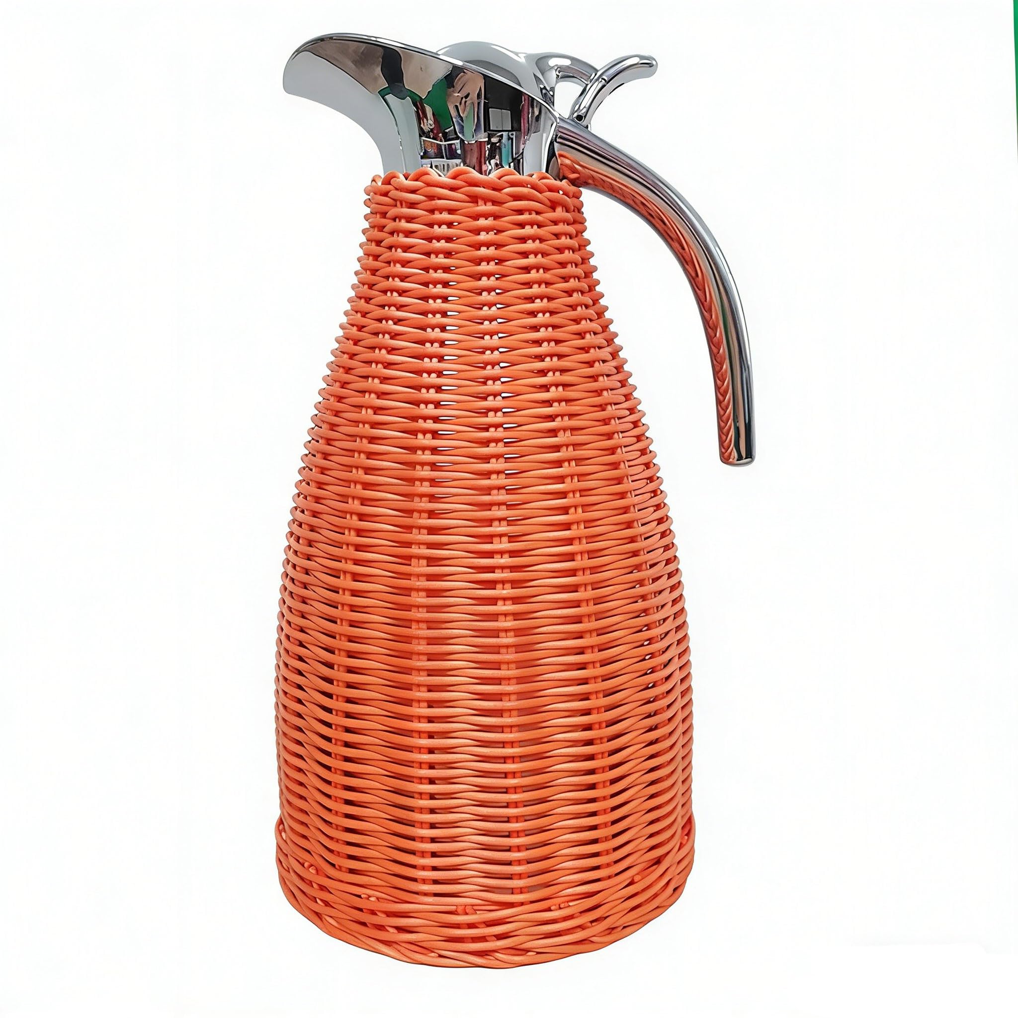51 uncji (1,5 l) Butelka termiczna ze stali nierdzewnej, 1,5 l rattanowy izolowany dzbanek, podwójna ścianka próżniowa, do stołów jadalnych, kawiarni i sklepów z napojami (kolor