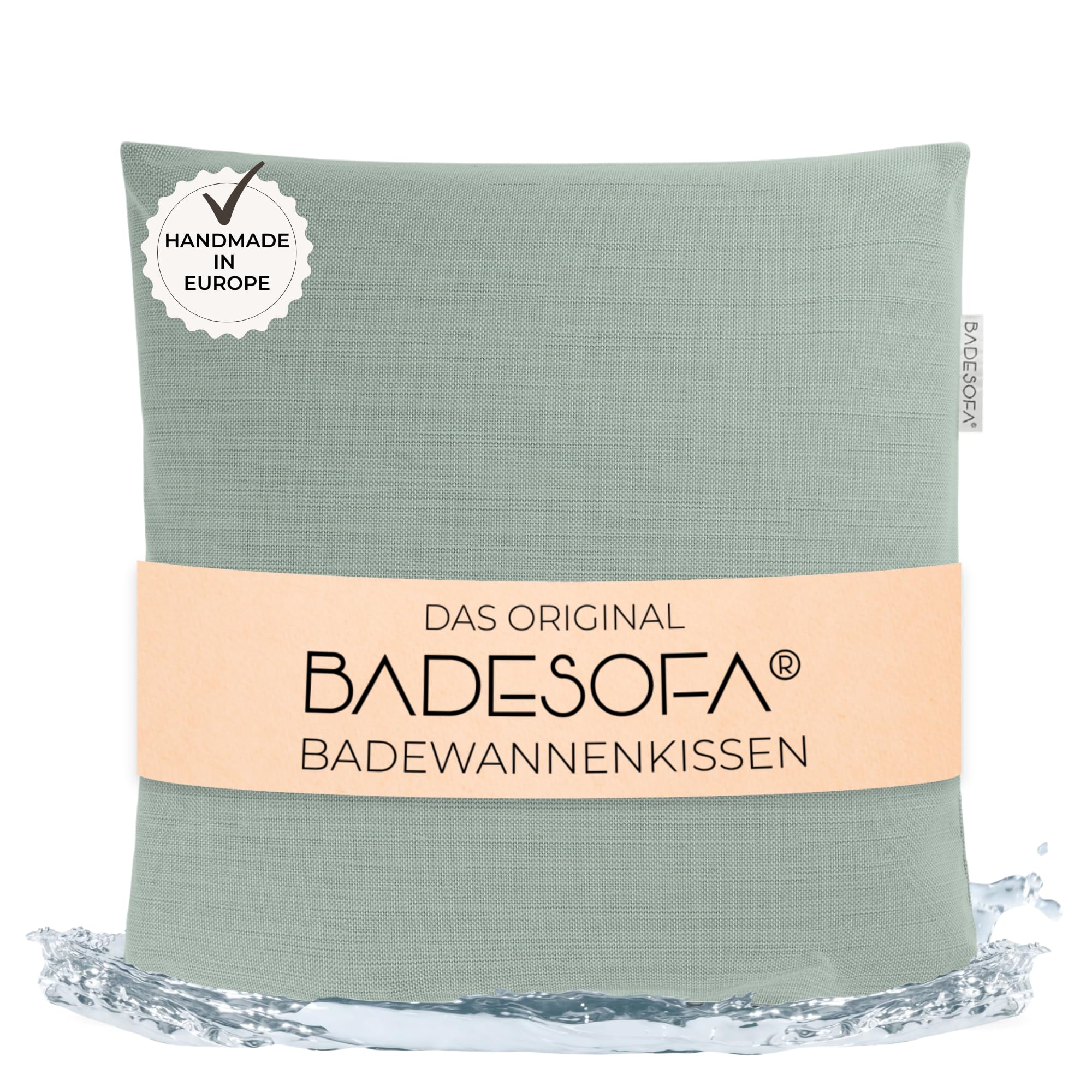 BADESOFA® Badewannen-Kissen M | Premium-Qualität | Bequemes Wannenkissen Made in EU | Bade-Polster in Grün, waschbar & schnelltrocknend | Für breite, eckige Badewannen
