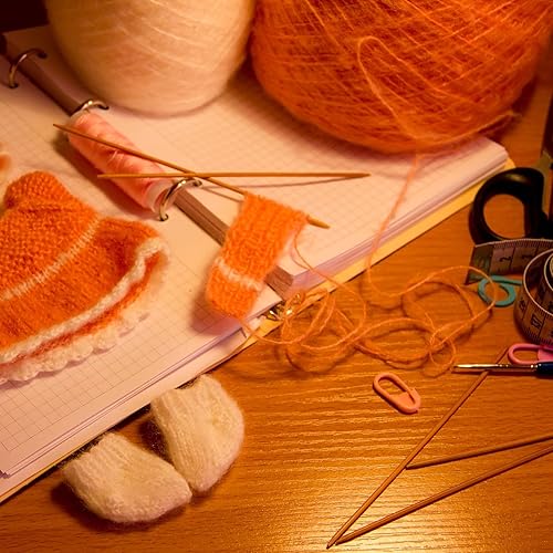 Miniatura 6 de HARFINGTON 5 agujas de tejer de bambú de doble punta tamaño US 11 (0.315 in) carbonizadas 6 pulgadas (5.9 in) rectas para proyectos de hilo de tejer