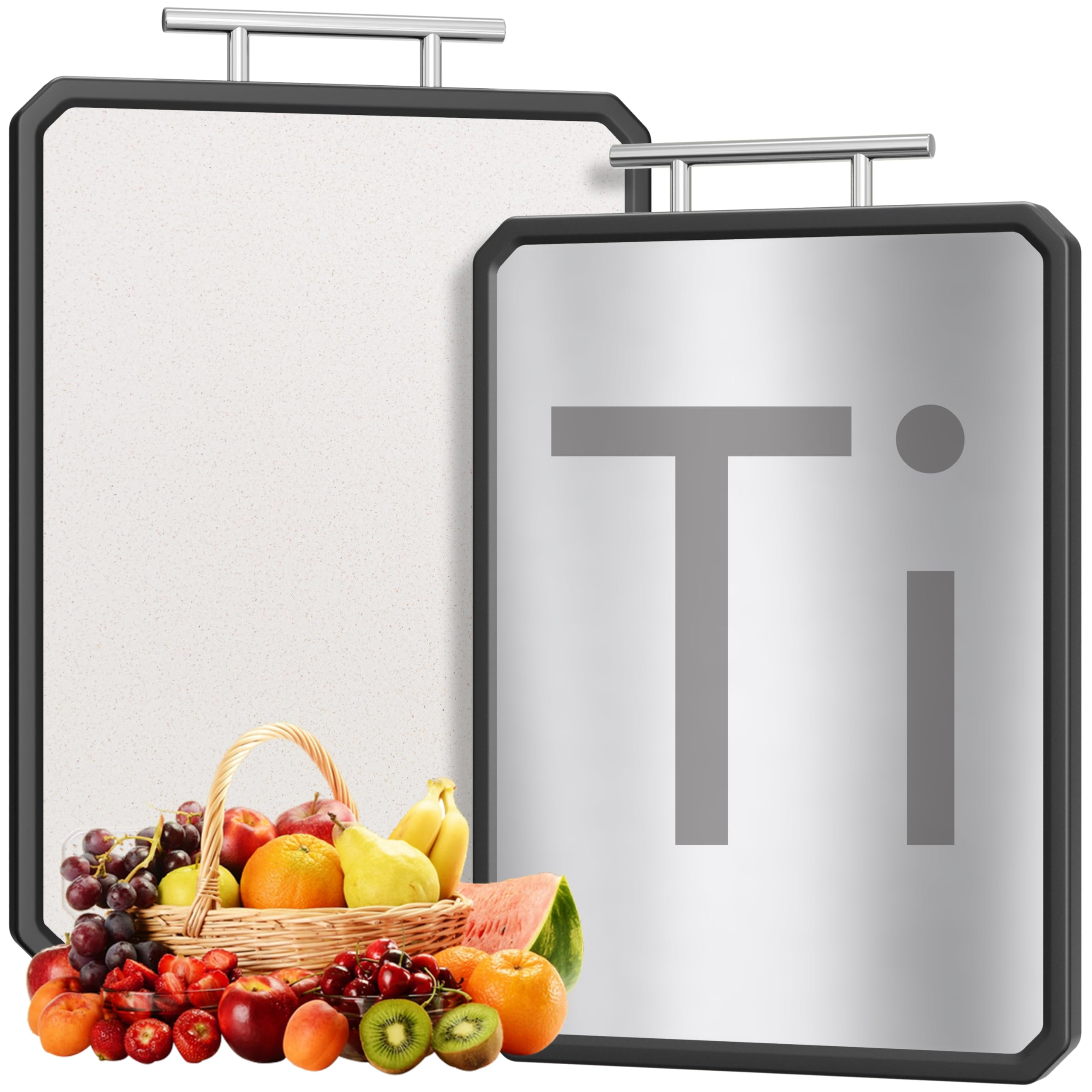 Titanium Cutting Boards for Kitchen Large 16x11 Inch Pure Titanium and Wheat Straw PP Double Sided Chopping Board