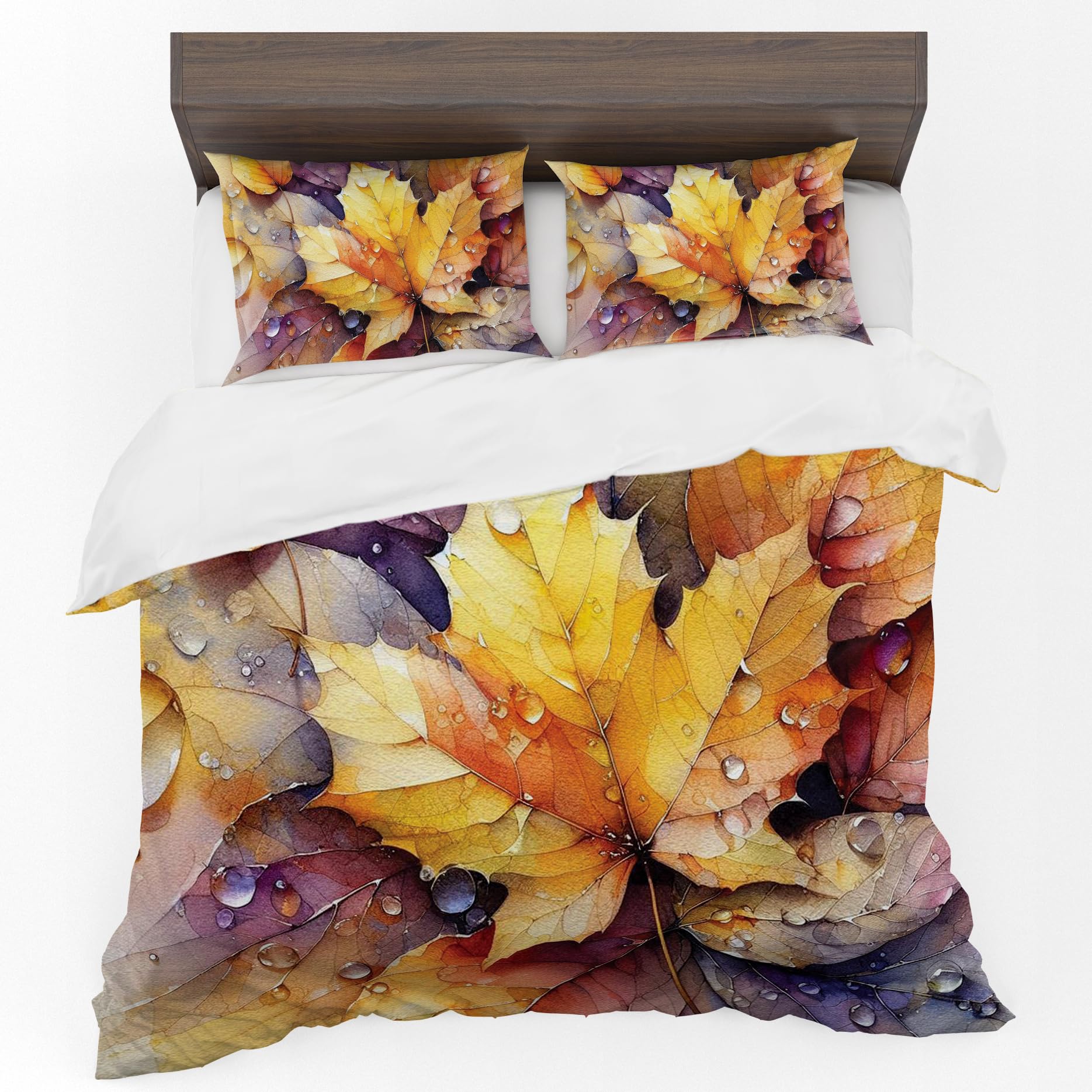 Adam Home 3D Floral Duvet Cover Set With Pillowcases Home Bedroom Décor Digital Printed Microfiber Single Bedding Set Made in UK|Autumn Leaf