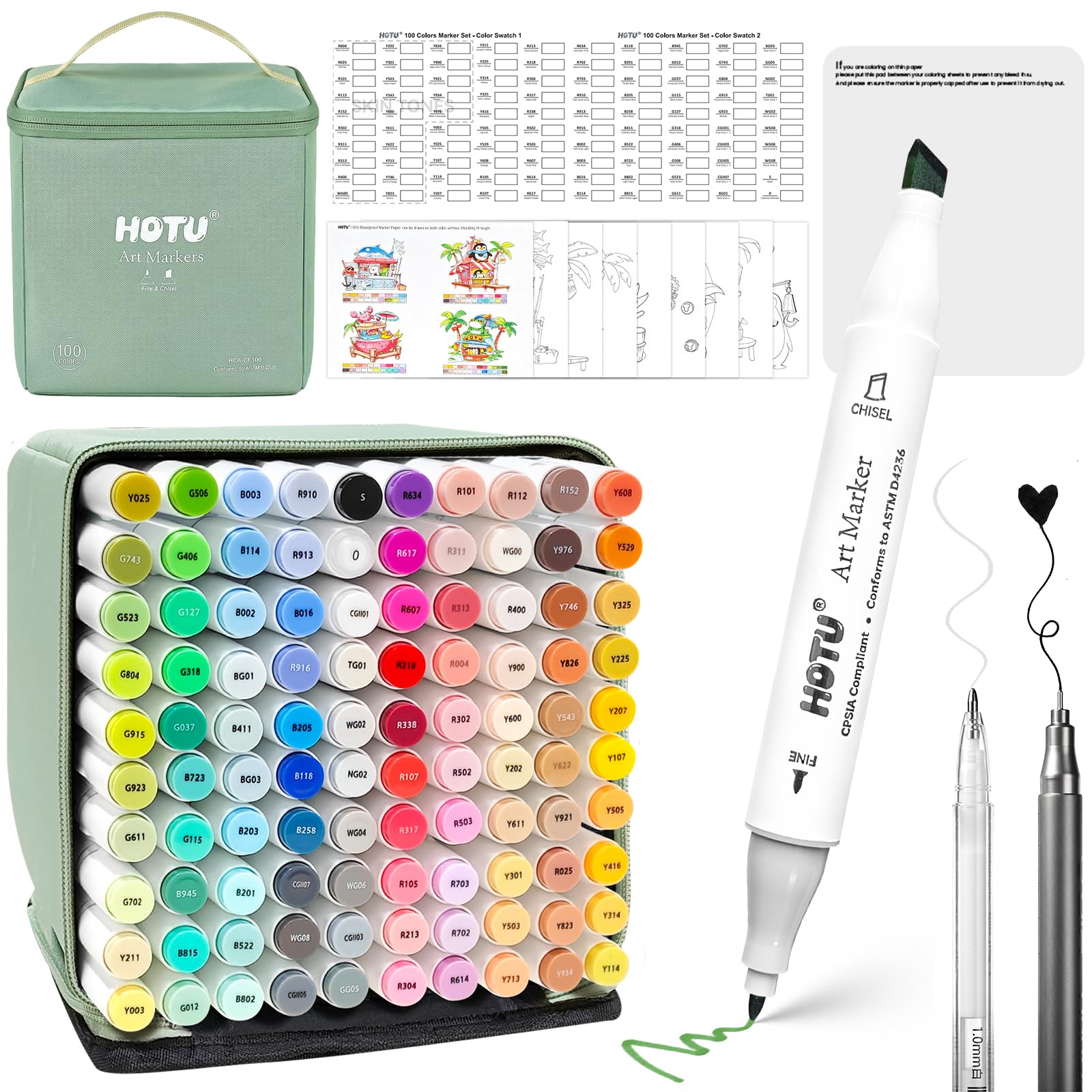HOTU Alcohol Markers 100-Pack