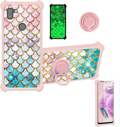 Orbic Fun+ Funda RC609LSM RC609LP compatible con Orbic Q10 4G LTE Funda RC609LTM con protector de pantalla de vidrio templado PC duro + silicona