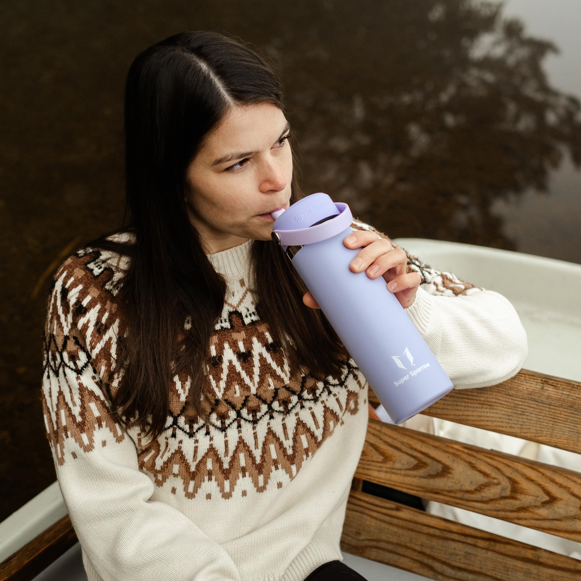 Sparrow Borraccia Termica - 500ml/750ml/1L/1.2L - SwivelSip Bottiglia Acciaio Inox - Senza BPA Borracce Termiche, Borraccia con Cannuccia Ergonomica per Scuola, Sportiva, Campeggio, Palestra