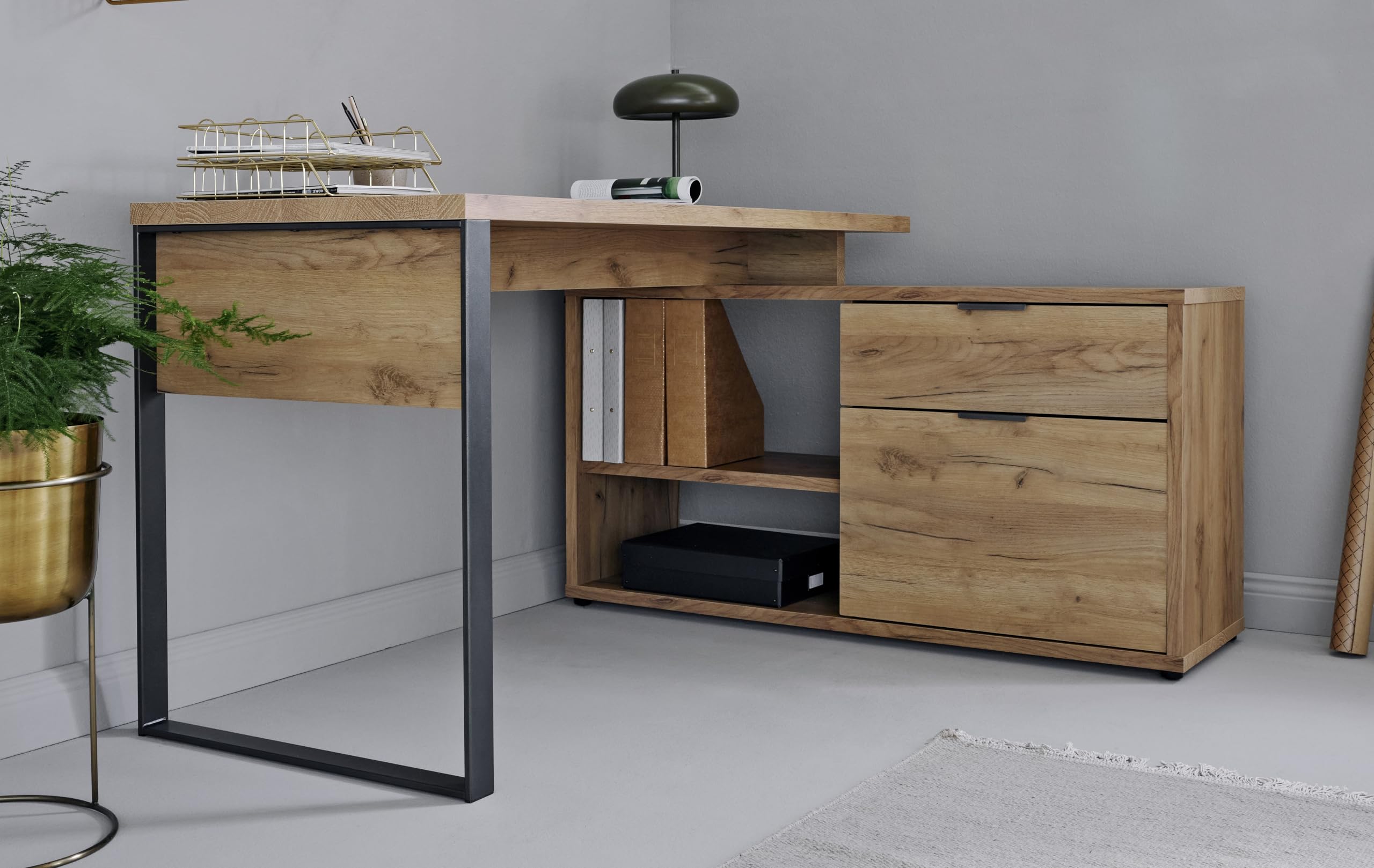 Jahnke Eckschreibtisch Loop C 150 E Kerneiche/Anthrazit