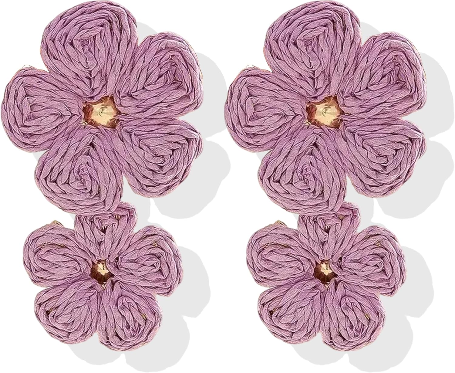 Raffia Earrings for Women Flower Drop Earrings Floral Boho Statement Dangle Spring Earring Trendy Cute Summer Jewelry for Women Trendy