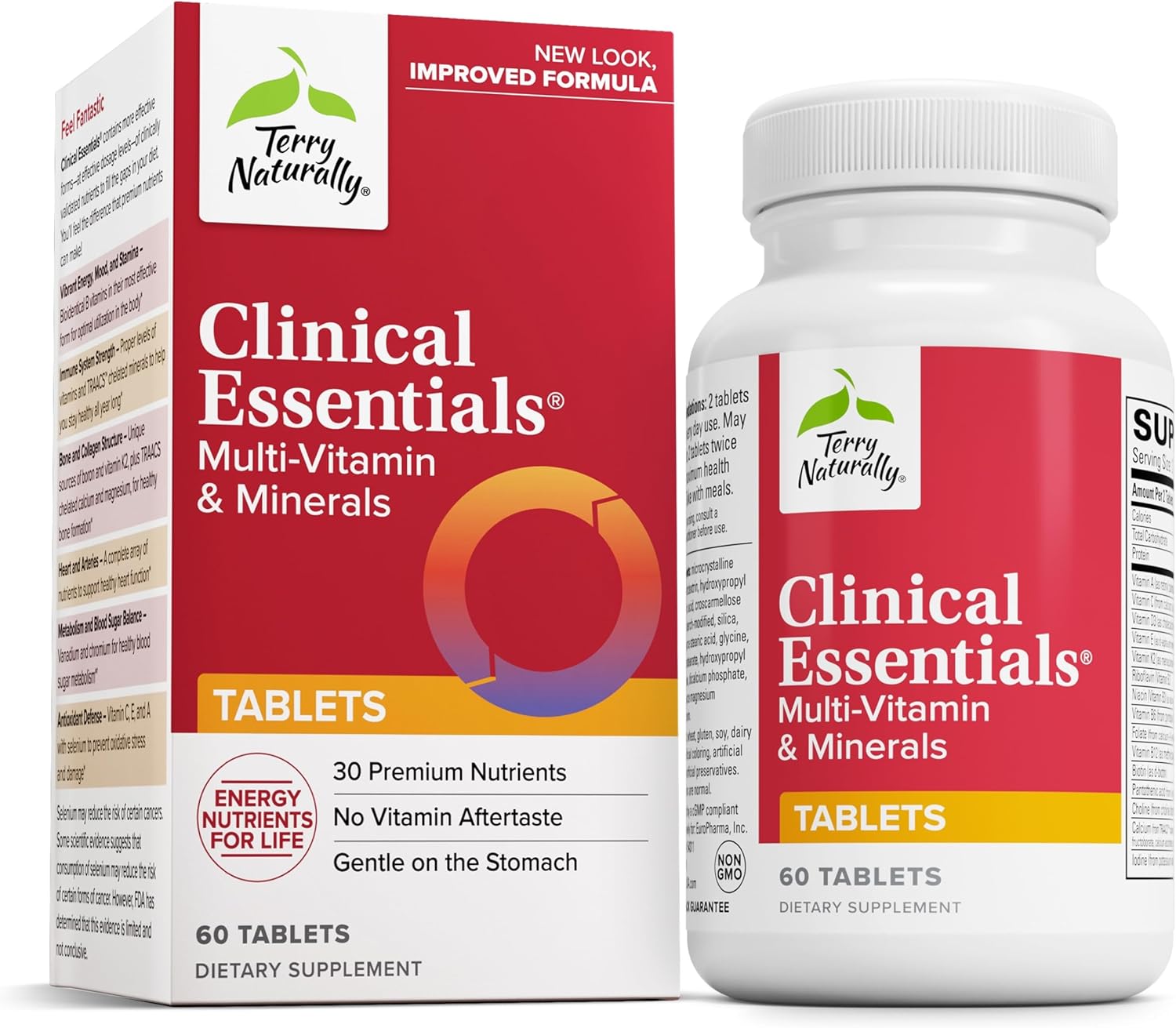 Terry Naturally Clinical Essentials – Supplement to Aid Bone, Cardiovascular & Immune Health – Supplement with Chelated Minerals – Supplement with B-Vitamins & Vitamin C – 60 Tablets