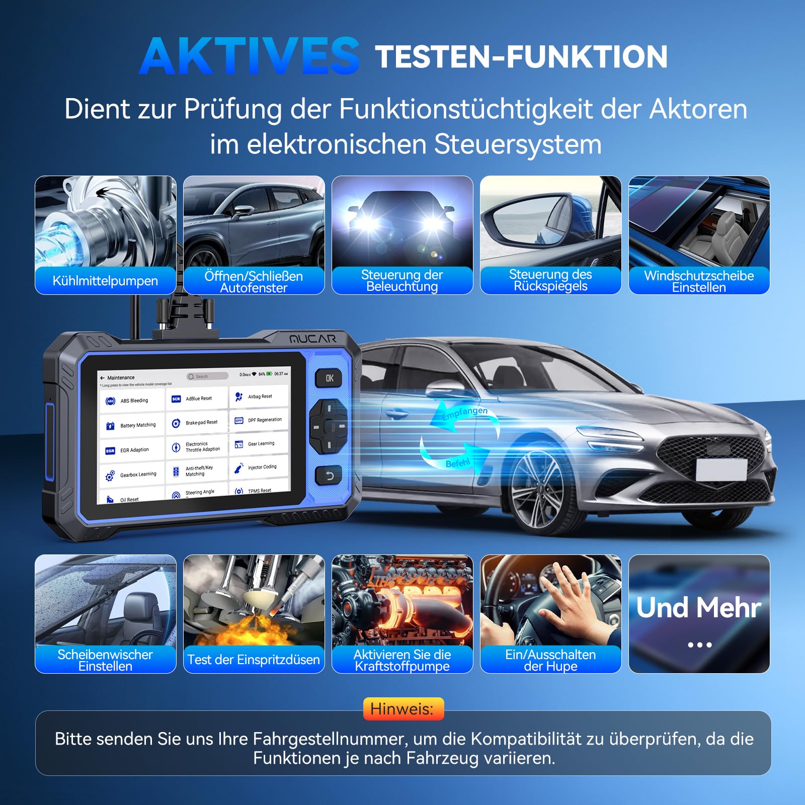 OBD2 Diagnosegerät, MUCAR 682 Diagnosegerät Auto Mit Volle Systemdiagnose Und 20 Reset-Funktion, Auto Diagnosegerät Für Aktives Testen, CANFD-Protokoll, Kostenlos Aktualisieren