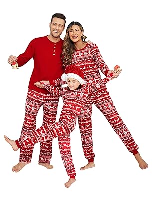 Ekouaer Family Christmas Pajamas Matching Sets Womens Mens Pjs Long Sleeve Sleepwear Holiday Lounge Sets