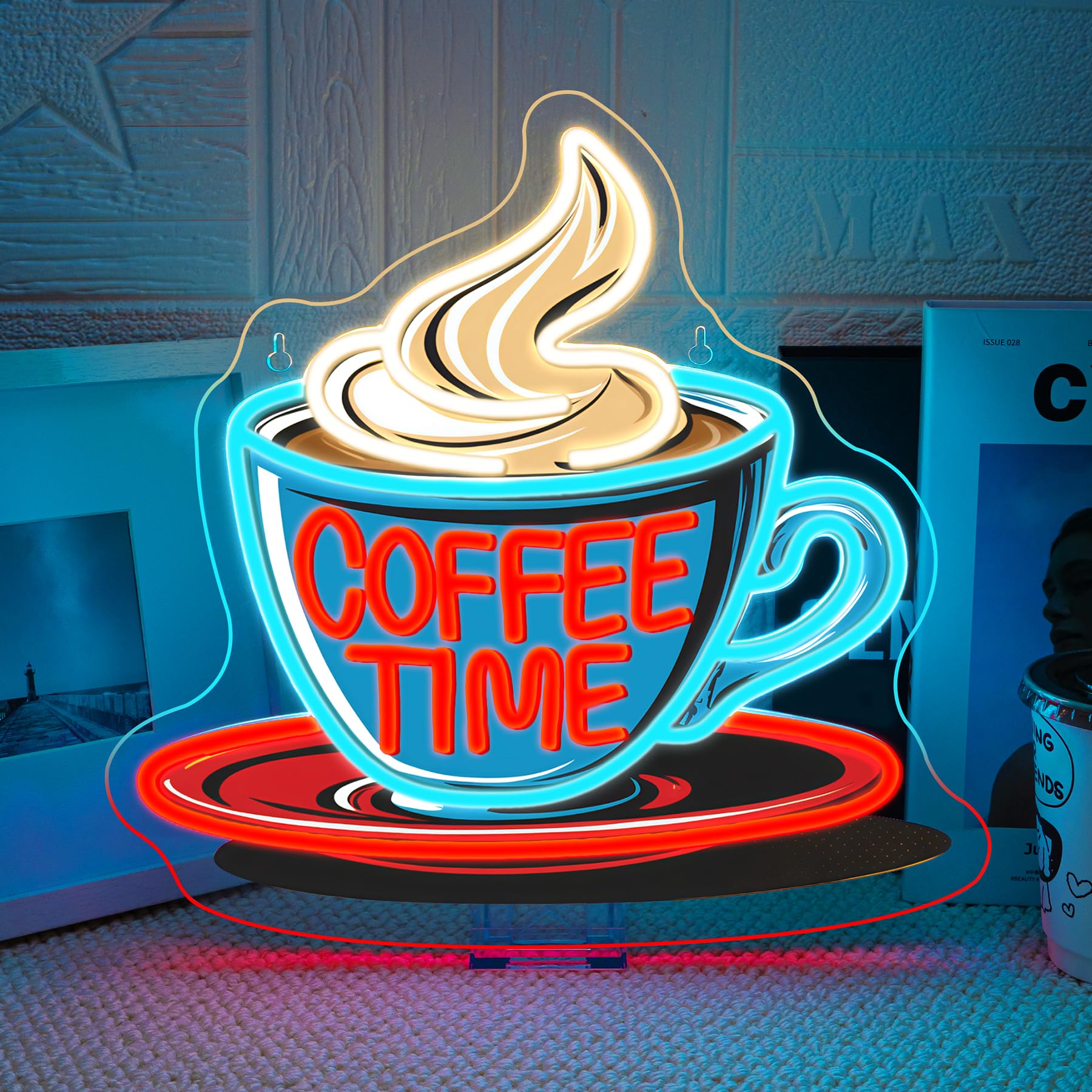 VYXIN Coffee Time Neon Schild,Coffee Led Schild,Kaffee Neon Sign Leuchtschilder Anwendbar für die Dekoration von Orten wie Café,Kaffeeecke,Kaffeewagen für unterwegs,Getränkeladen,Küche