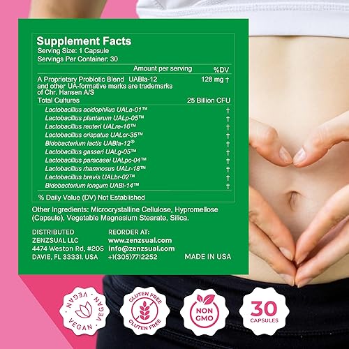 Miniatura 6 de ZENZSUAL Zenbiotic Probiotics Support for Women – 25 mil millones de UFC, apoyo para la salud vaginal y el equilibrio del pH, control de olores y