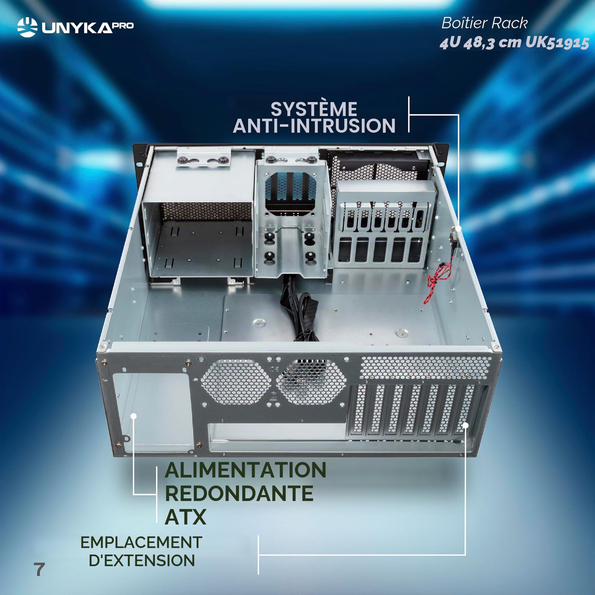 UNYKAch Boîtier Rack 4U 19″ UK 4329 USB Type C
