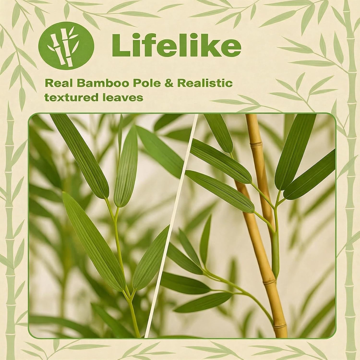 houseset 4/5/6/7 ft faux bamboo plant outdoor 10 pack, fake bamboo with encrypted leaves for patio garden yard decor, privacy artificial bambooo tree (4ft / 122cm)