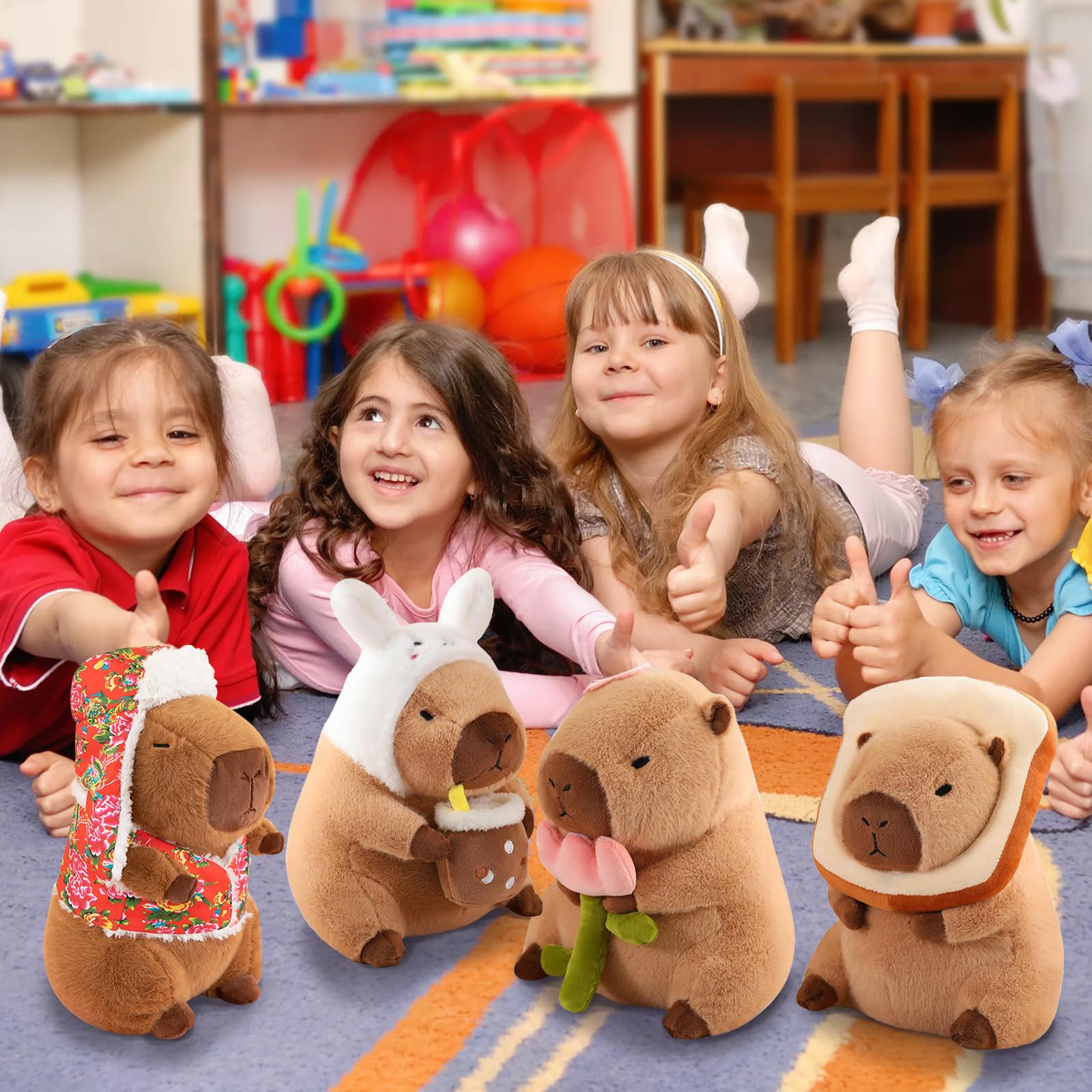 Capybara Peluche Realista De 30 Cm – Carpincho De Peluche Con Auriculares, Marrón O Azul, Suave Y Abrazable, Regalo Perfecto Para Niños Y Niñas