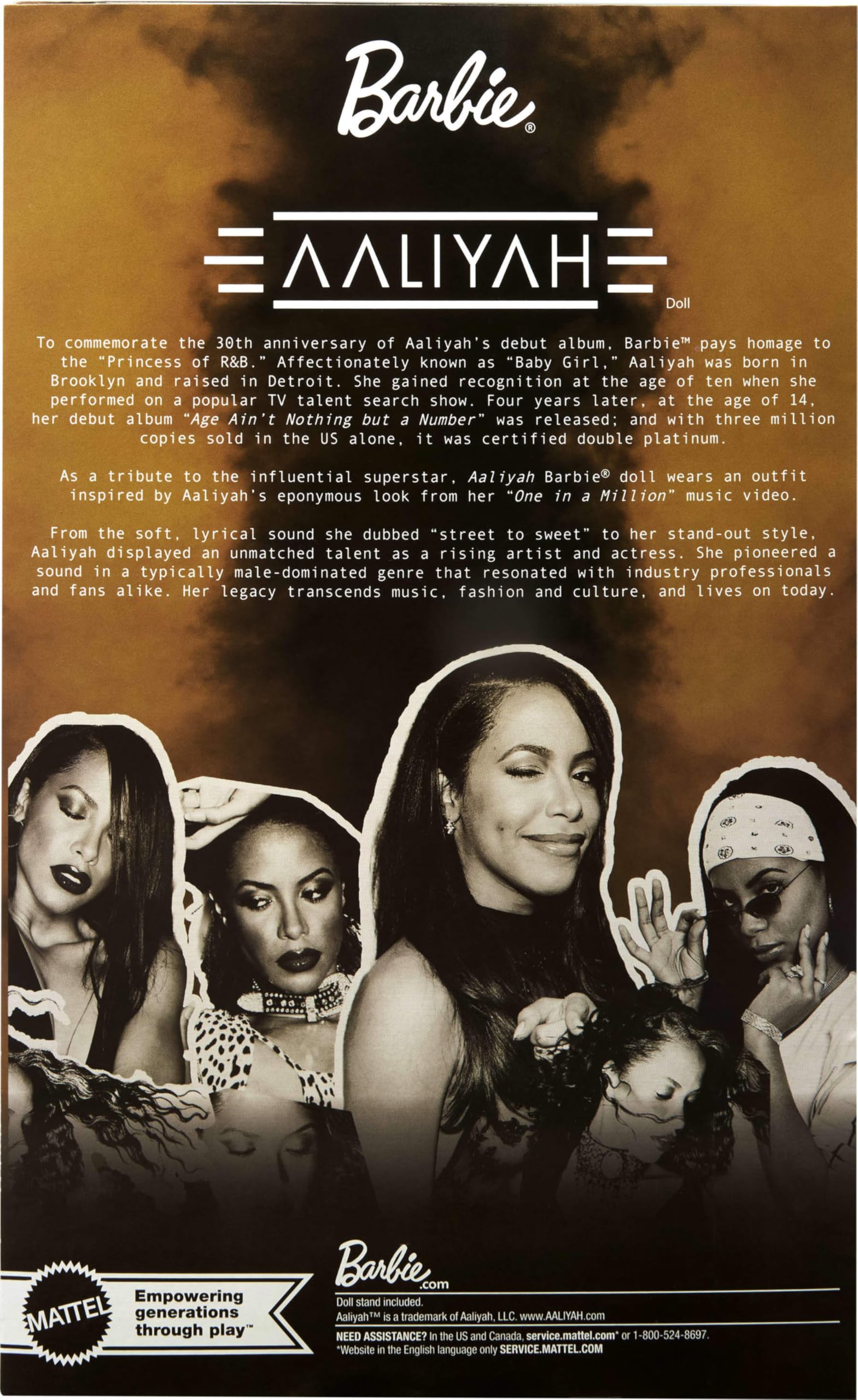 Barbie Signature Aaliyah Lalka kolekcjonerska w czarnym stroju ze sztucznej skóry, inspirowana teledyskiem „One in a Million”, lalka dla fanów i kolekcjonerów, HRM80